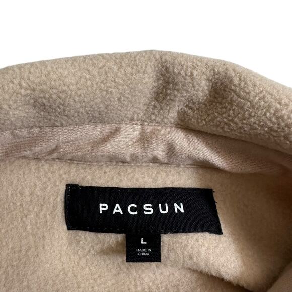 NWT Pacsun Mens Fleece Pocket Shirt Jacket Shacket Pebble Beige Size Large Y2K - Picture 10 of 14